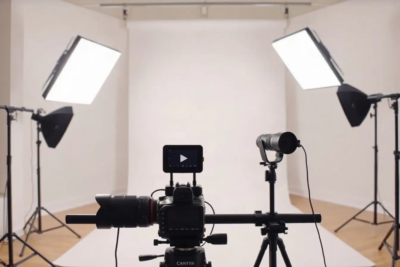 Lighting setup prepared for a product video